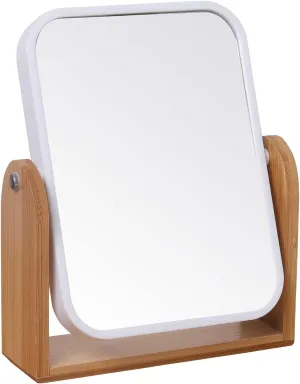 LONGSHENG - SINCE 2001 - Makeup Mirror with Natural Bamboo Stand,8 Inch 1X/3X Magnifying Mirror Table Desk Countertop Mirror Bathroom Shaving Make Up Mirror