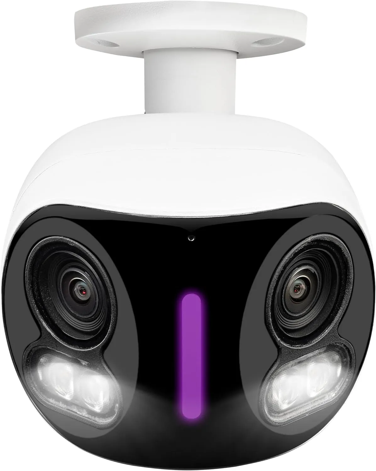 Lorex 4K 8MP IP Wired Dual Lens Outdoor Security Camera, Smart Security Lighting, Smart Motion Detection, 180° Panoramic, Color Night Vision, 2-Way Talk, IP67, Camera Only (M. Refurbished), White