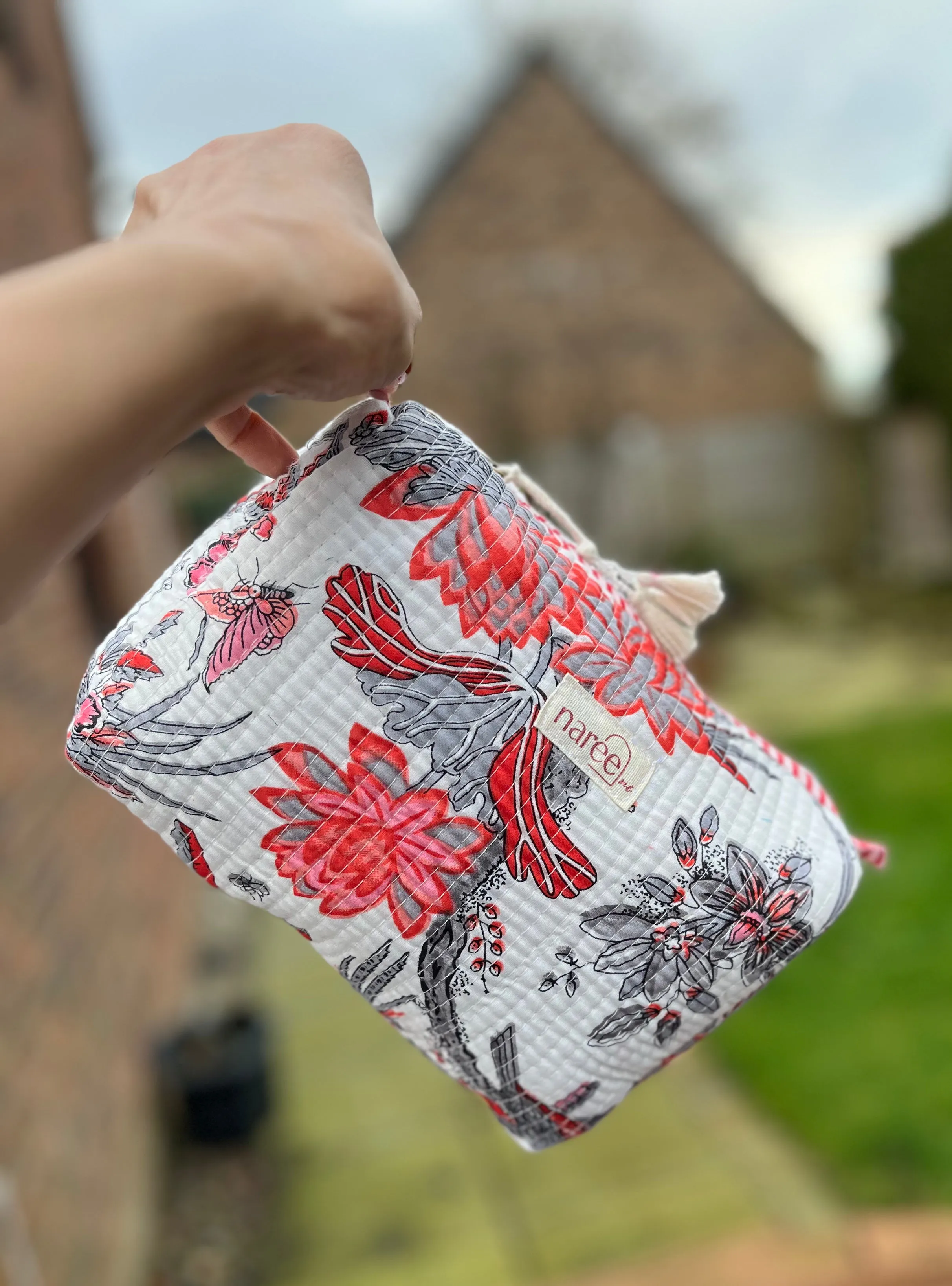 Lotus Quilted Make Up Bag