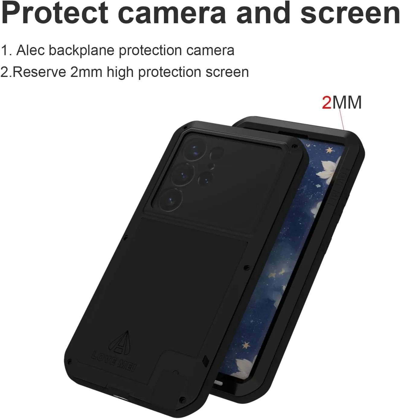 LOVE MEI Compatible with Samsung Galaxy S25 Ultra Case, Outdoor Sports Military Heavy Duty Shockproof Dustproof Hybrid Aluminum Metal Silicone Tempered Glass Hard Cover (Red)