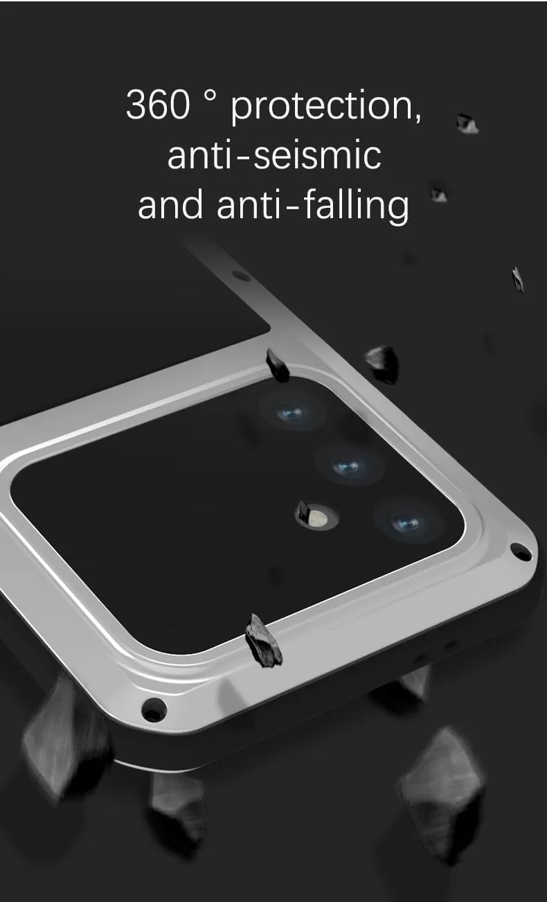 LOVE MEI for Samsung Galaxy S24 FE Case,Outdoor Sports Military Heavy Duty Metal Shockproof Dustproof Full Body Case with Built in Tempered Glass Screen Protector (Silver, S24 FE)