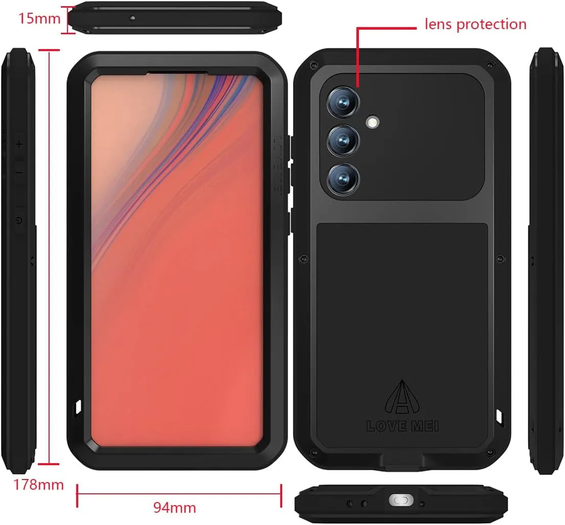 LOVE MEI for Samsung Galaxy S24 FE Case,Outdoor Sports Military Heavy Duty Metal Shockproof Dustproof Full Body Case with Built in Tempered Glass Screen Protector (White, S24 FE)