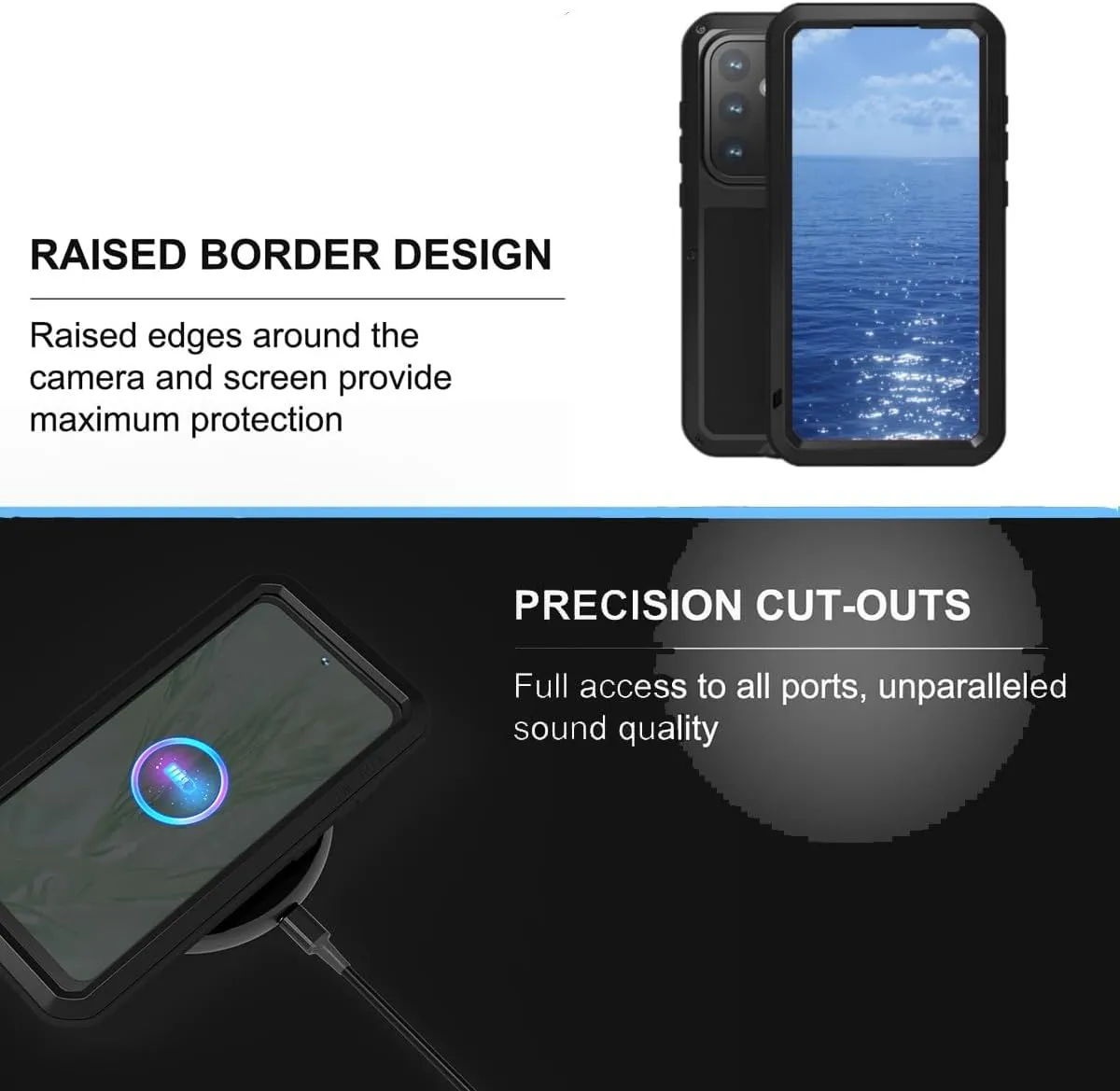 LOVE MEI for Samsung Galaxy S24 FE Case,Outdoor Sports Military Heavy Duty Metal Shockproof Dustproof Full Body Case with Built in Tempered Glass Screen Protector (White, S24 FE)