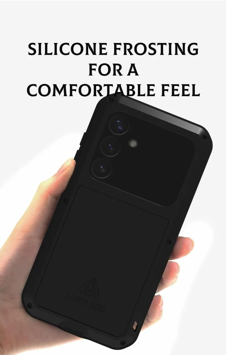 LOVE MEI for Samsung Galaxy S25 /S25 Plus Case,Outdoor Sports Military Heavy Duty Metal Shockproof Dustproof Full Body Case with Built in Tempered Glass Screen Protector (Black, S25 )