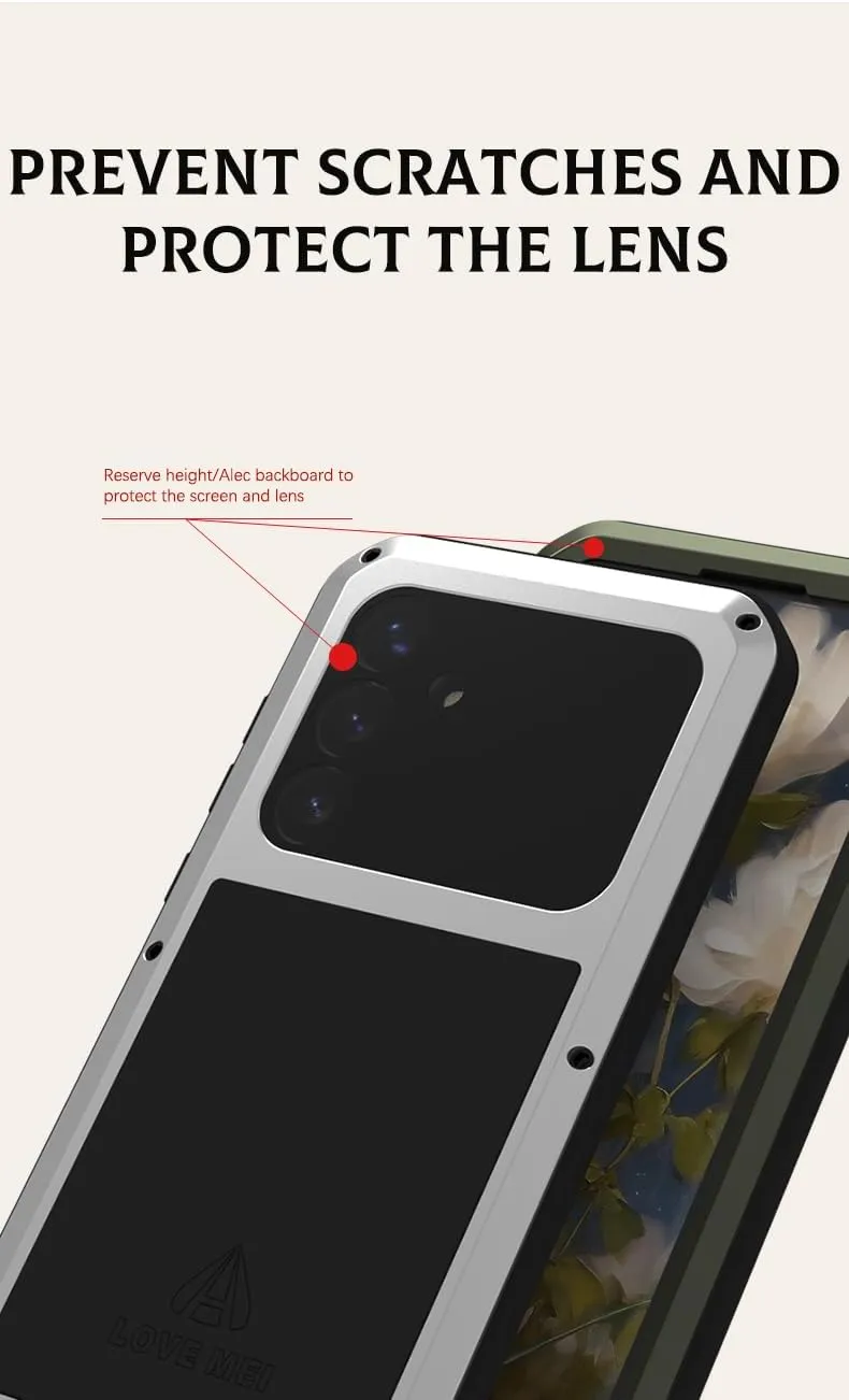 LOVE MEI for Samsung Galaxy S25 /S25 Plus Case,Outdoor Sports Military Heavy Duty Metal Shockproof Dustproof Full Body Case with Built in Tempered Glass Screen Protector (Black, S25 )