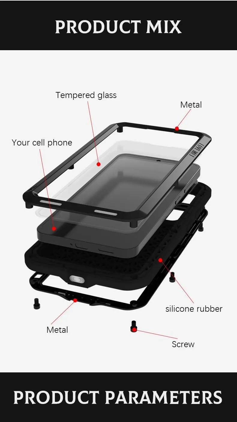 LOVE MEI for Samsung Galaxy S25 /S25 Plus Case,Outdoor Sports Military Heavy Duty Metal Shockproof Dustproof Full Body Case with Built in Tempered Glass Screen Protector (Black, S25 )