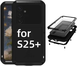 LOVE MEI for Samsung Galaxy S25 /S25 Plus Case,Outdoor Sports Military Heavy Duty Metal Shockproof Dustproof Full Body Case with Built in Tempered Glass Screen Protector (Black, S25 )