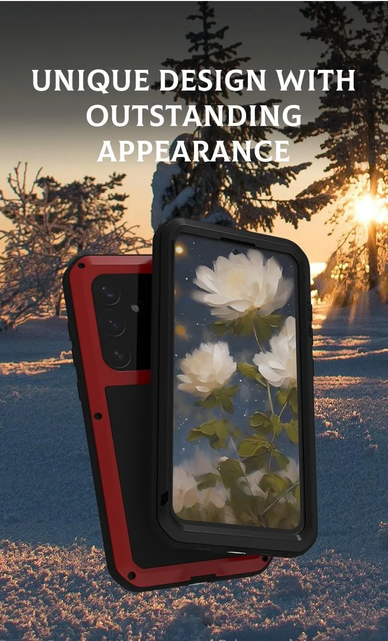 LOVE MEI for Samsung Galaxy S25 /S25 Plus Case,Outdoor Sports Military Heavy Duty Metal Shockproof Dustproof Full Body Case with Built in Tempered Glass Screen Protector (Black, S25 )