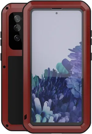 LOVE MEI Military Rugged Case For Samsung Galaxy S20 FE 5G, with Tempered Glass Screen Protector, Shockproof Dustproof Scratch Proof Hybrid Metal and Silicone Gel Heavy Duty Full Body Cover for S20 FE