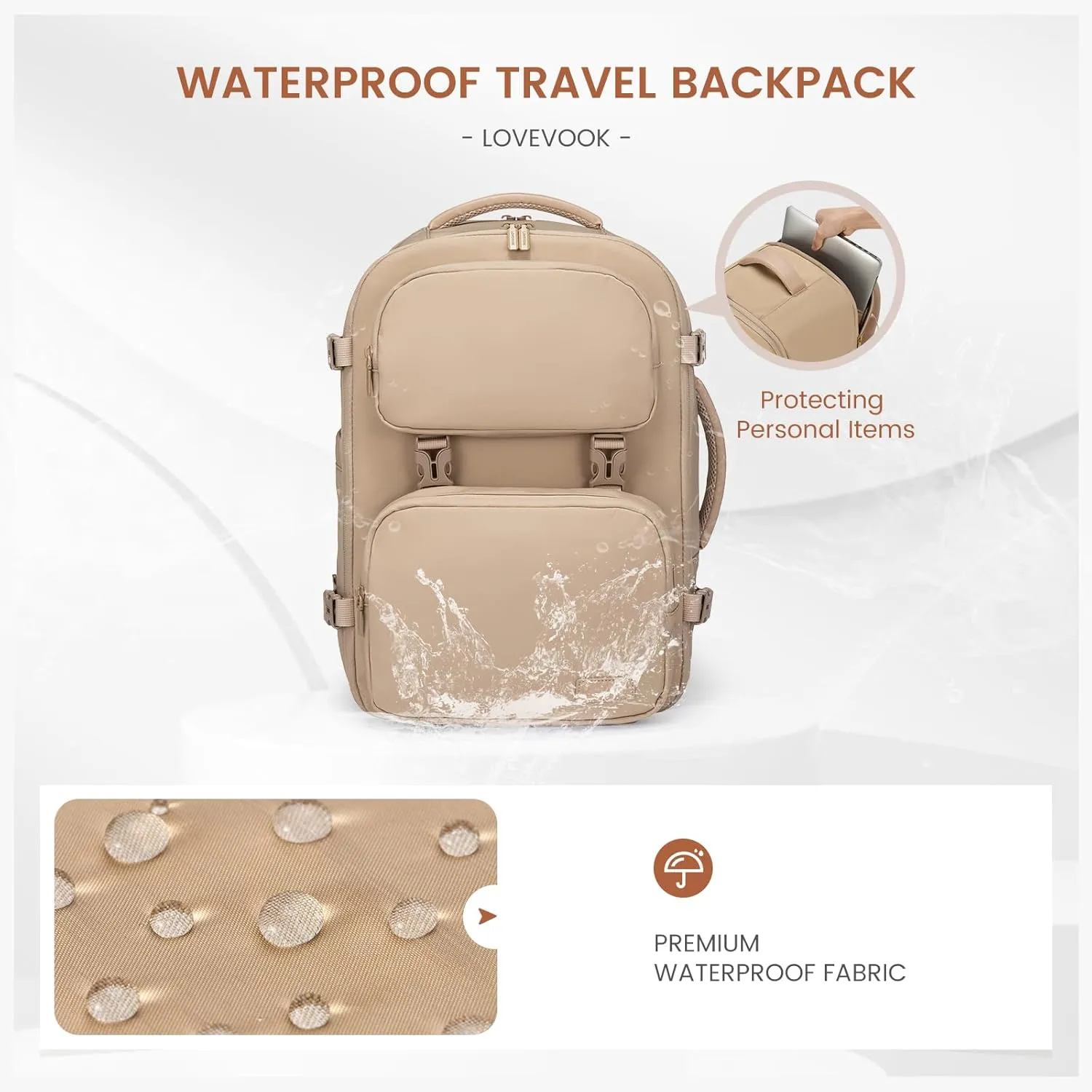 LOVEVOOK Travel Backpack for Women Men, TSA Carry on Backpack Flight Approved 40L Fits 17 Inch Laptop, Waterproof Personal Item Travel Bag Business Weekender Daypack with Detachable Crossbody Bag