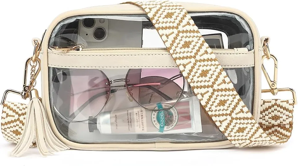 LOXOMU Clear Bag Stadium Approved, Small Clear Crossbody Bag Purse for Women, Clear Bag for Stadium Events, Concerts
