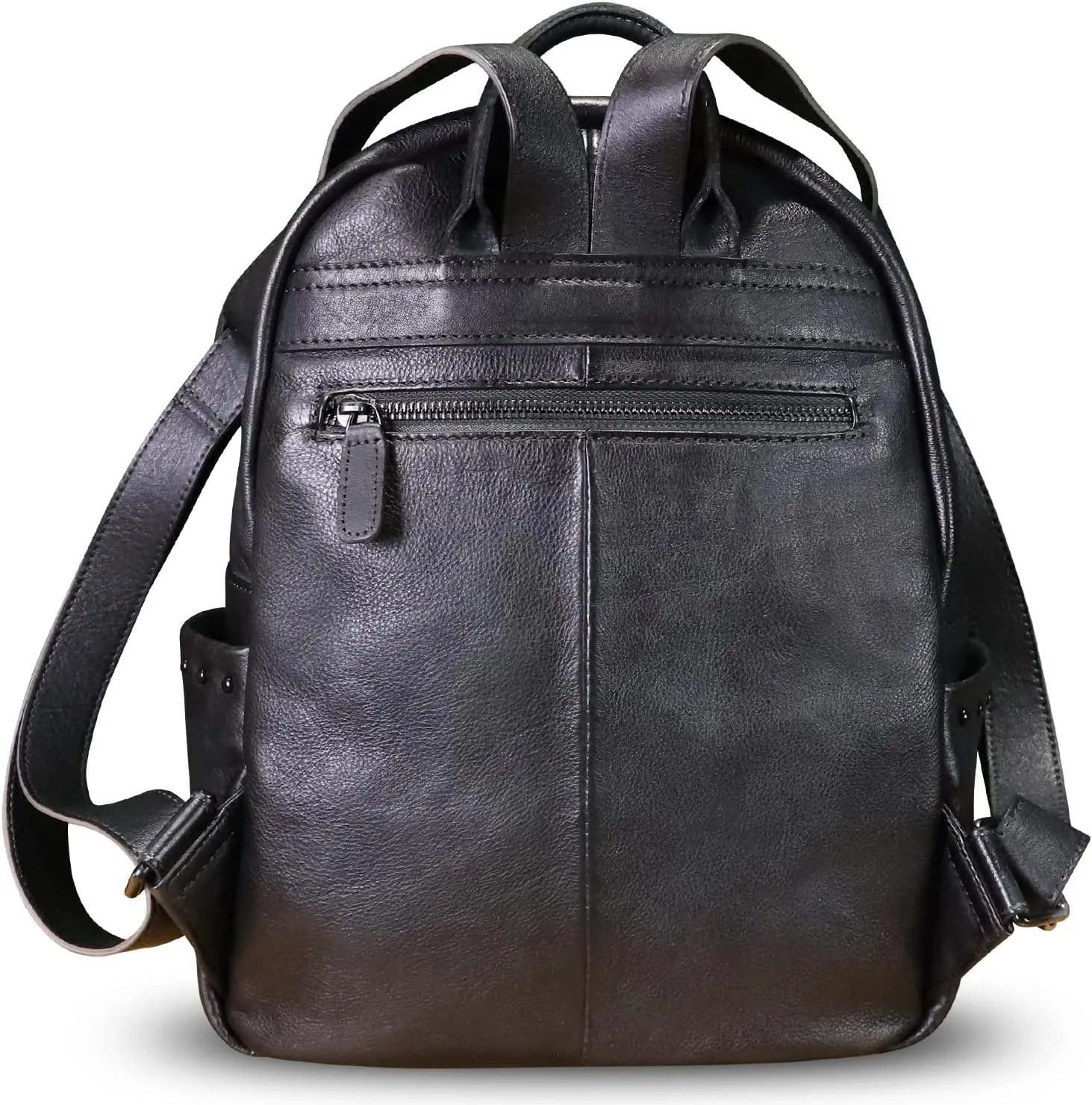 LRTO Genuine Leather Backpack Purse for Women Vintage Casual Daypack College Bag Handmade Cowhide Western Rivets Rucksack (Darkgrey)