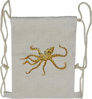 Lunarable Octopus Drawstring Backpack, Blue Ringed Octopus Deadly, Sackpack Bag