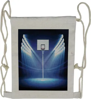 Lunarable Sports Drawstring Backpack, Hoop Stadium Match Victory, Sackpack Bag