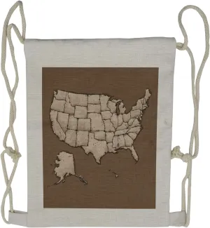 Lunarable USA Map Drawstring Backpack, Game-Like Fractal States, Sackpack Bag