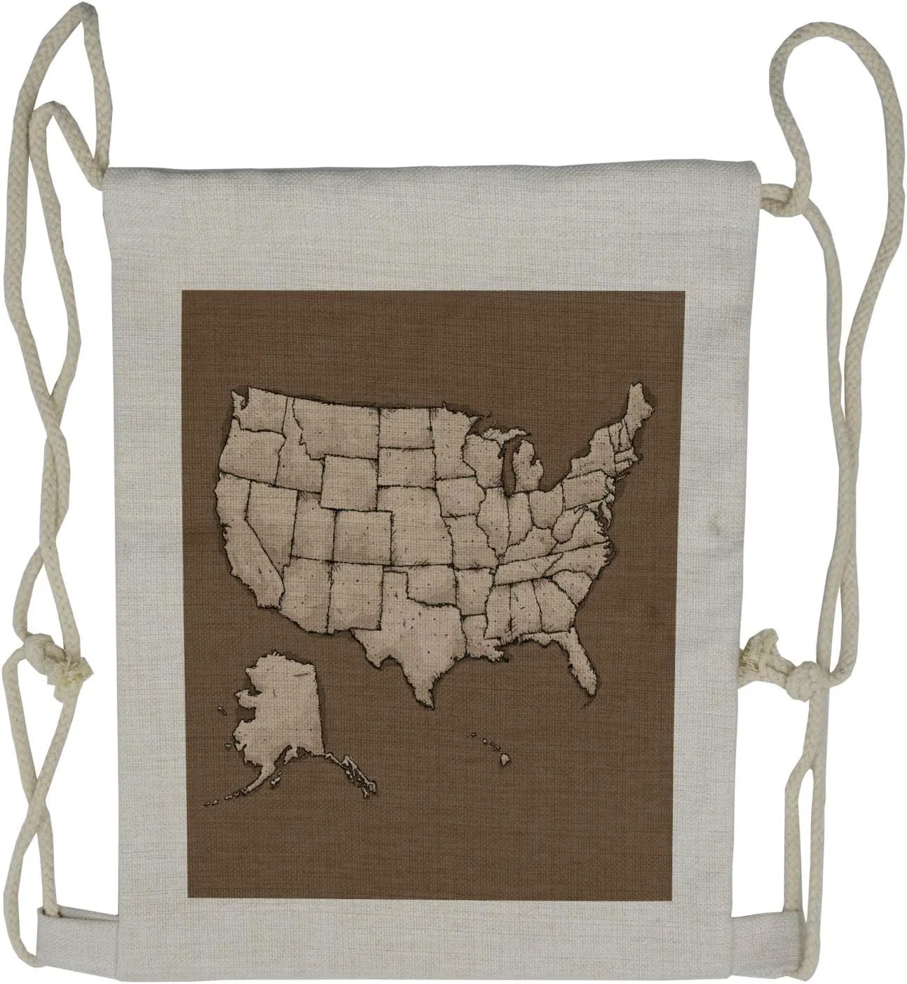 Lunarable USA Map Drawstring Backpack, Game-Like Fractal States, Sackpack Bag