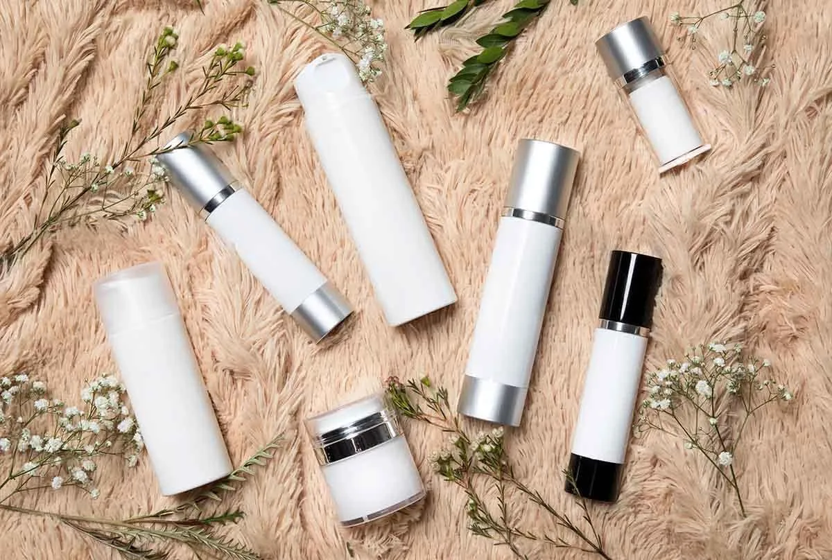 Luxe Airless Bottle, White Airless Bottles w/Glossy Black Cap, Multi-Pack Bundle (50 ML, 3 Pack)