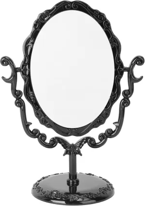 Luxshiny Vintage Mirror Vintage Tabletop Makeup Mirror, Rotatable Comestic Mirror Acrylic Rose Pattern Mirror Oval Desktop Stand Mirror Irregular Mirror
