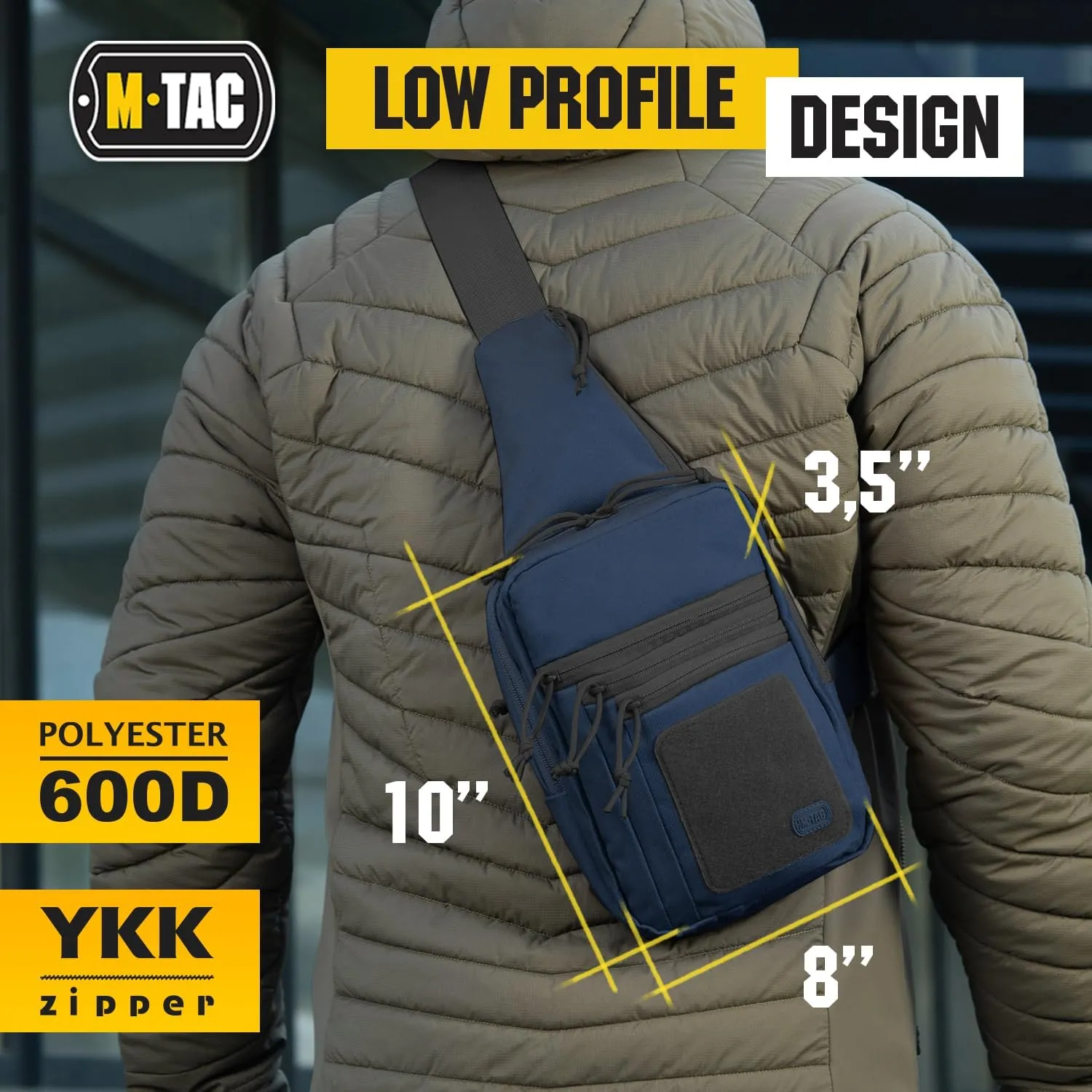 M-Tac Tactical Sling Bag for Men - Crossbody Concealed Carry Bag Chest Pack - Black Mens Crossbody Holster Bag