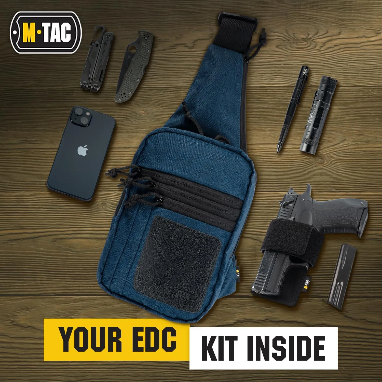 M-Tac Tactical Sling Bag for Men - Crossbody Concealed Carry Bag Chest Pack - Black Mens Crossbody Holster Bag
