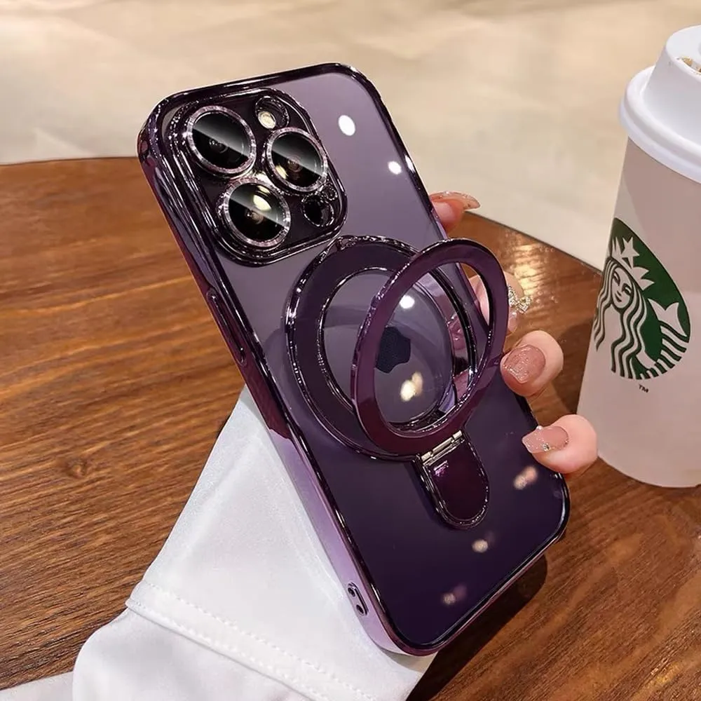 Magnetic Case for iPhone 16 Pro Max Case Invisible Stand [Military Drop Protection][Compatible with MagSafe] Full Camera Protection Soft TPU for iPhone 16 ProMax 6.9 Inches-Purple