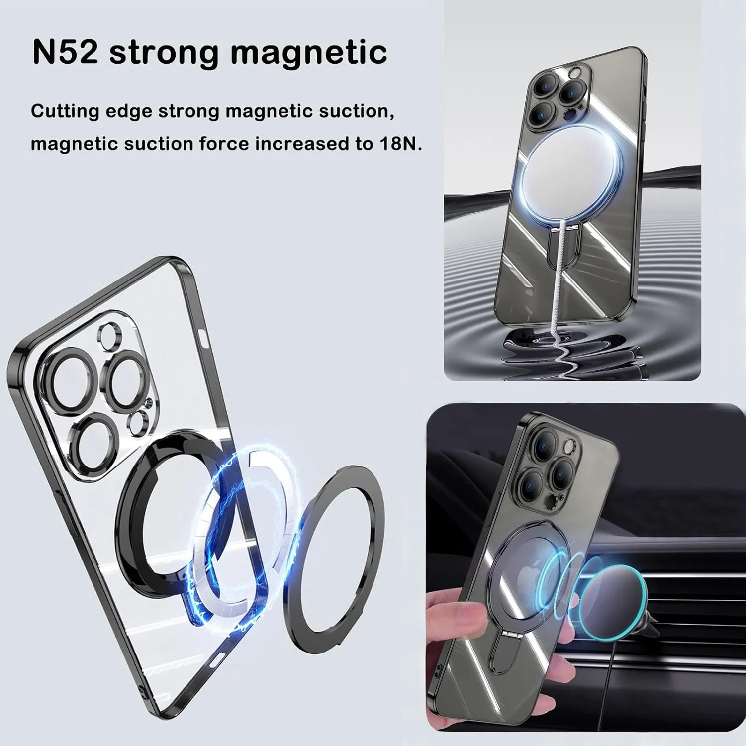 Magnetic Case for iPhone 16 Pro Max Case Invisible Stand [Military Drop Protection][Compatible with MagSafe] Full Camera Protection Soft TPU for iPhone 16 ProMax 6.9 Inches-Purple