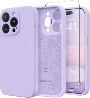 Magnetic for iPhone 15 Pro Case, Compatible with MagSafe, [Full Camera Protection][Screen Protector] Silicone Shockproof Protective Phone Case for iPhone 15 Pro 6.1", Clove Purple