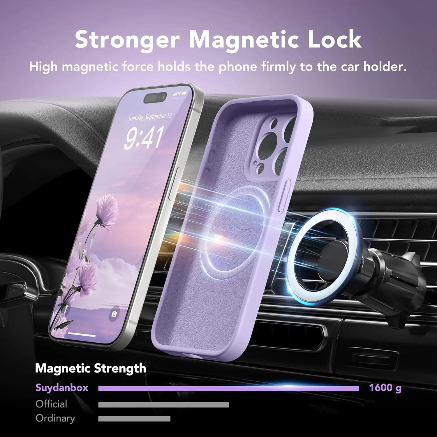 Magnetic for iPhone 15 Pro Case, Compatible with MagSafe, [Full Camera Protection][Screen Protector] Silicone Shockproof Protective Phone Case for iPhone 15 Pro 6.1", Clove Purple