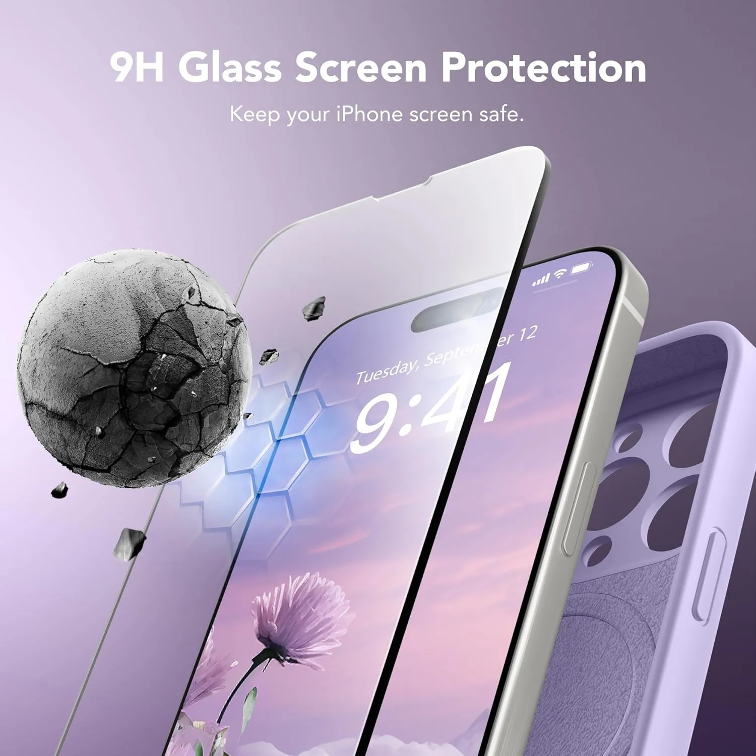 Magnetic for iPhone 15 Pro Case, Compatible with MagSafe, [Full Camera Protection][Screen Protector] Silicone Shockproof Protective Phone Case for iPhone 15 Pro 6.1", Clove Purple