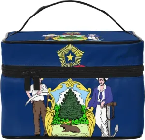 Maine State Flag Portable travel cosmetic bag - large capacity, suitable for outdoor camping travel vacation