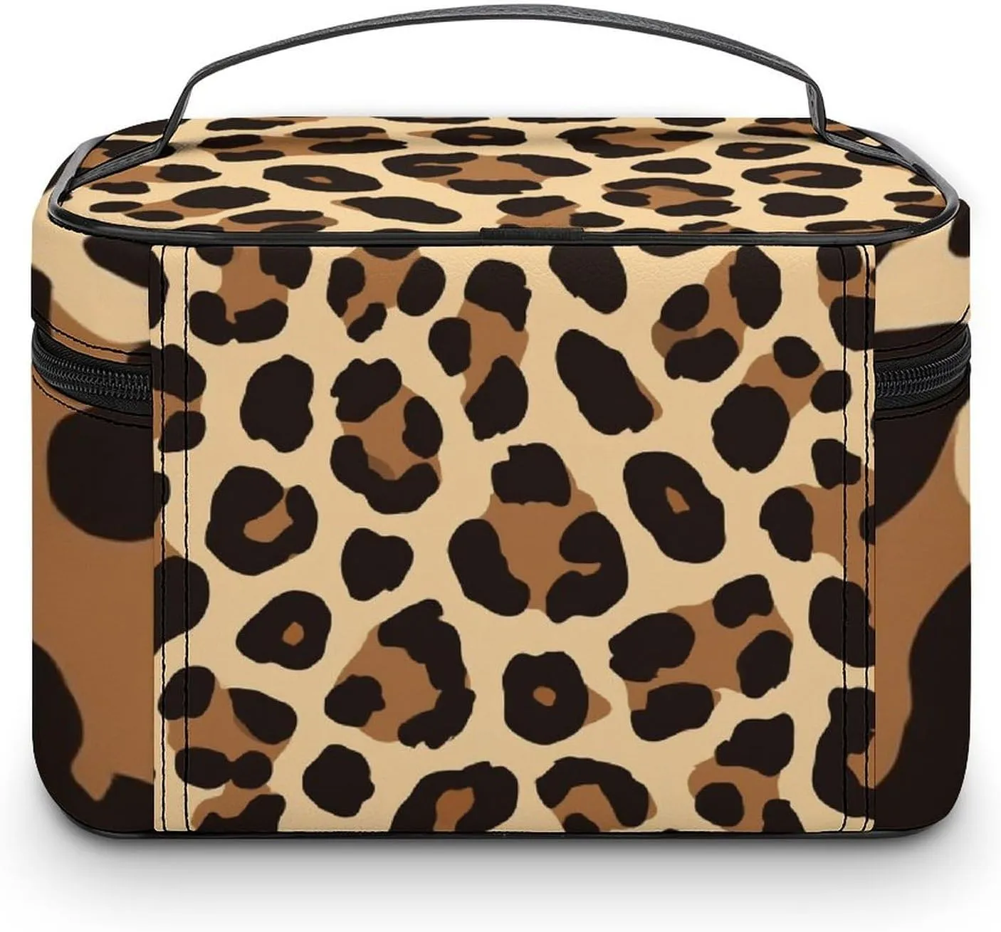 Make Up Bags Wild Cheetah Leopard Print Cosmetics Organizer Case for Women, Travel Toiletry Brushes Storage Bag with Carry Handle