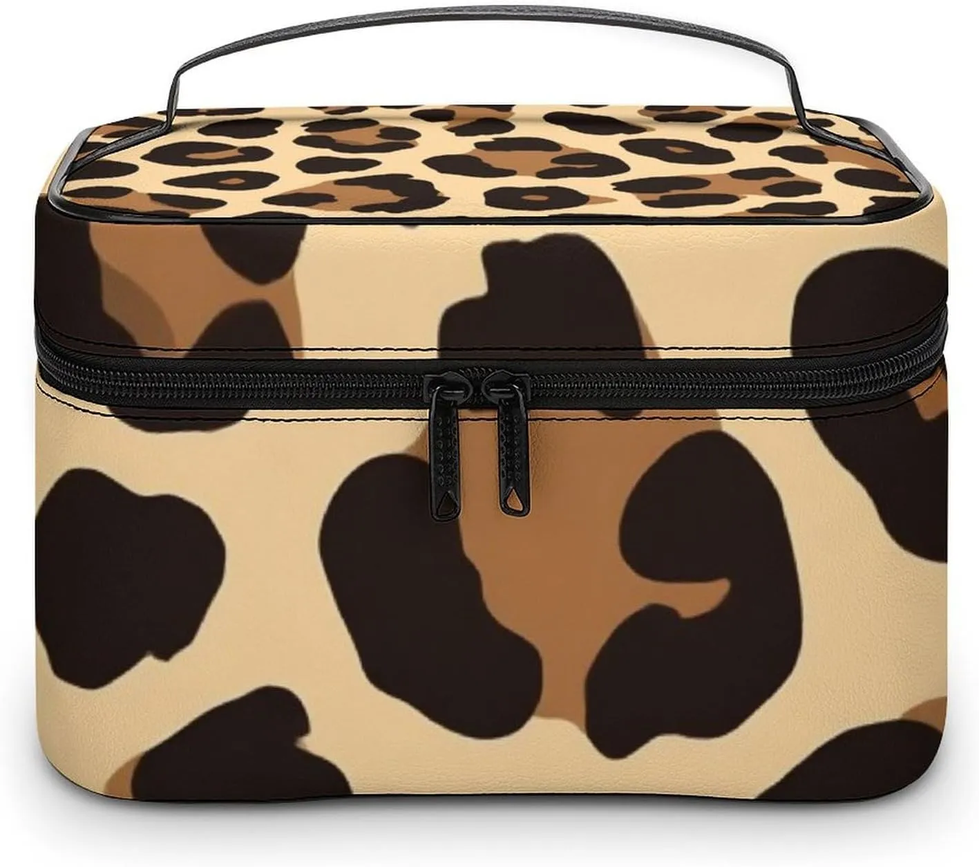 Make Up Bags Wild Cheetah Leopard Print Cosmetics Organizer Case for Women, Travel Toiletry Brushes Storage Bag with Carry Handle