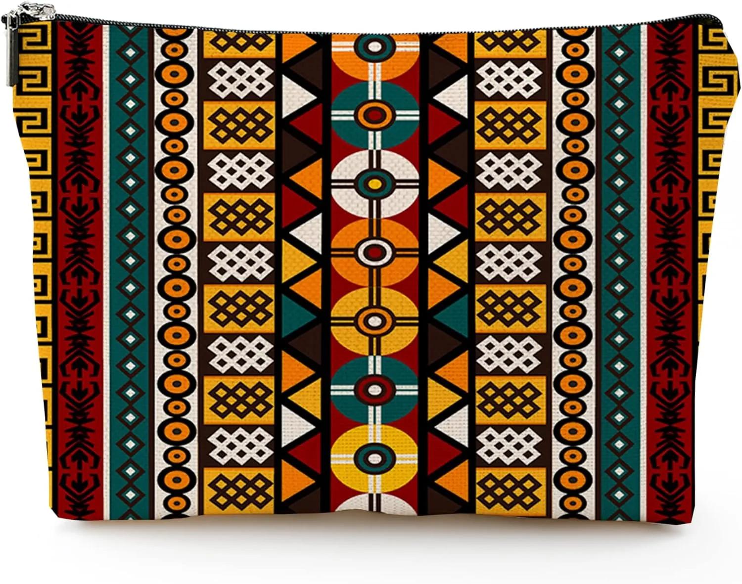 Makeup Bag Cosmetic Travel Makeup Bag Organizer Waterproof Makeup Pouch with Zipper Storage Cosmetic Pouch for Women 7x10in - Bohemian Geometric Pattern