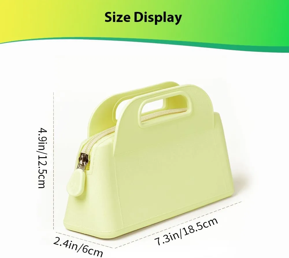 Makeup Bag Cosmetic Traveling Bag Organizer Cute Toiletry Bag for Women Waterproof Portable Beauty Pouch Silicone Material (Green)