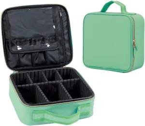 Makeup Bag Organizer Travel Case with Adjustable Dividers Light Portable Train Storage Bag for Makeup Brushes Jewelry Accessories (Green)