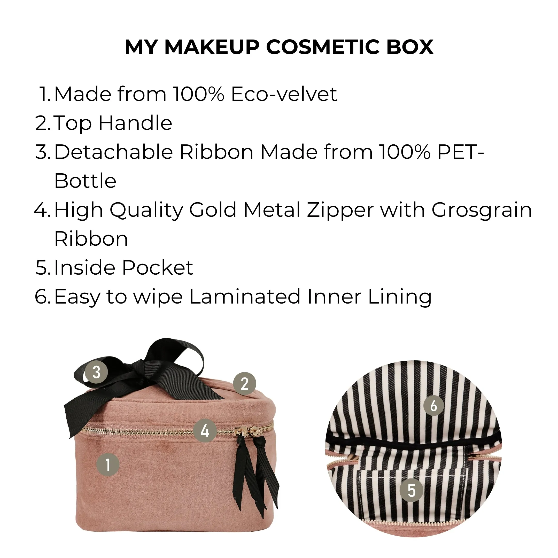 Makeup Case, S – Eco Velvet – Pink