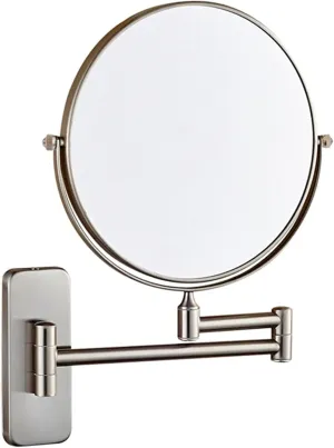 Makeup Mirror, 8 inch Double Sided Shaving Magnifying Mirror, Adjustable Wall Mounted Bathroom Swivel Folding Cosmetic Vanity Mirrors,Black,7X (Color : Nickel, Size : 7X)