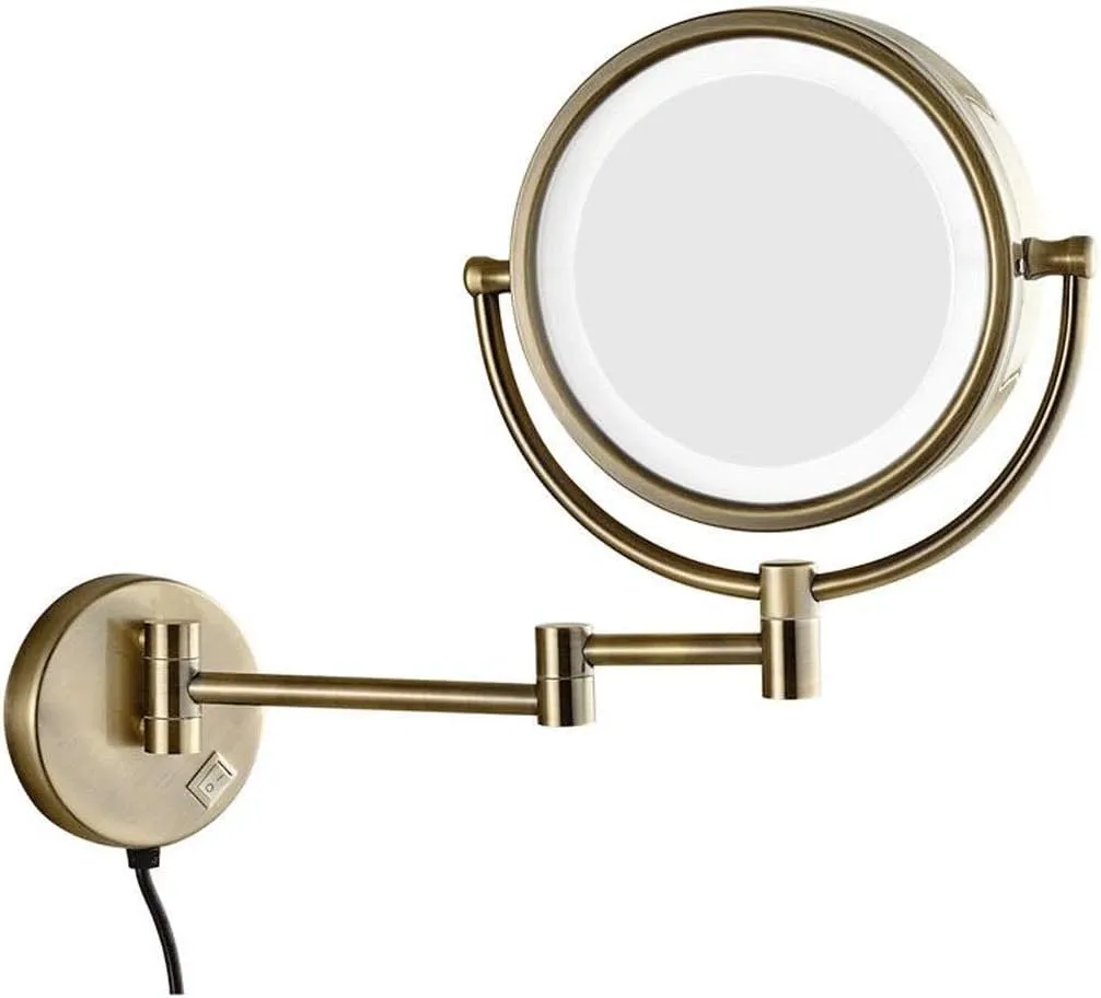Makeup Mirror, Makeup Mirror, Vanity Mirror, LED Lighted, Wall Mounted, 7x Magnification, Double Sided, 360° Rotatable, Extendable Cosmetic Mirror for Bathroom