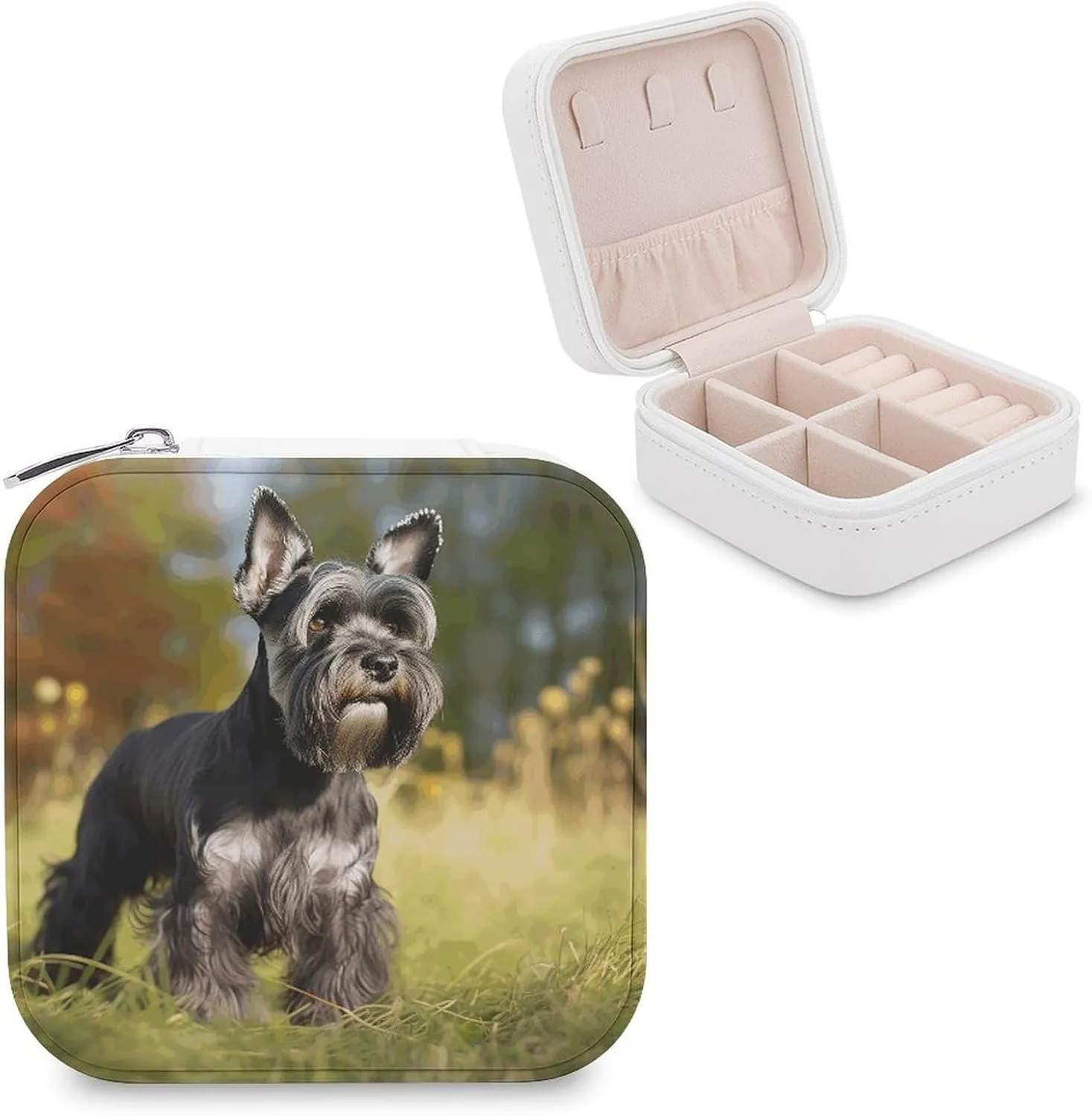 Makeup Mirror, Schnauzer Dog on The Grass Printed Makeup Mirror,portable Makeup Mirror,durable Makeup Mirror,office Makeup Mirror