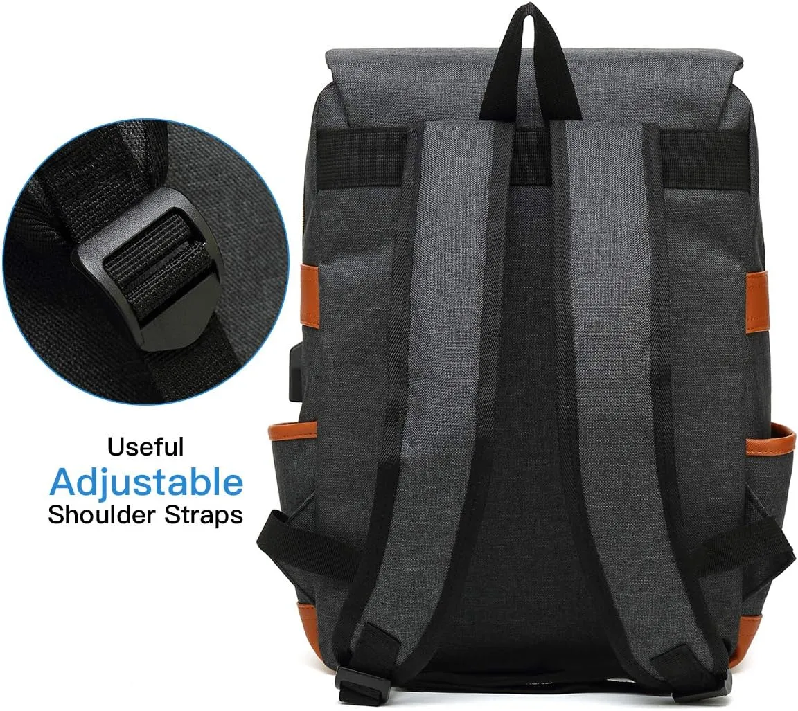 Mancio with USB Charging Port, Elegant Water Resistant Travelling Backpack Casual Daypacks College Shoulder Bag for Men Women, Fits up to 15.6Inch Laptop,Purple
