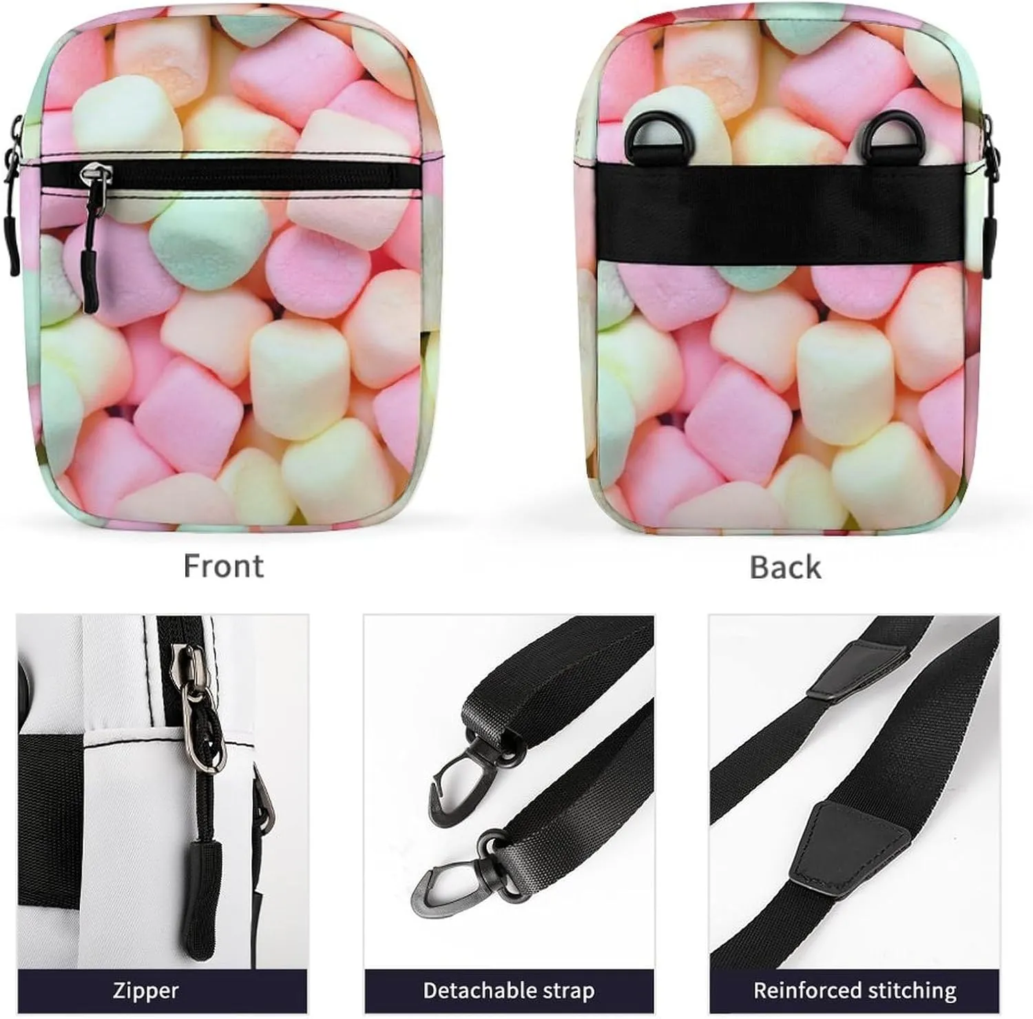 Marshmallow Candy Crossbody Bag Small Shoulder Bag Waterproof, Lightweight And Convenient