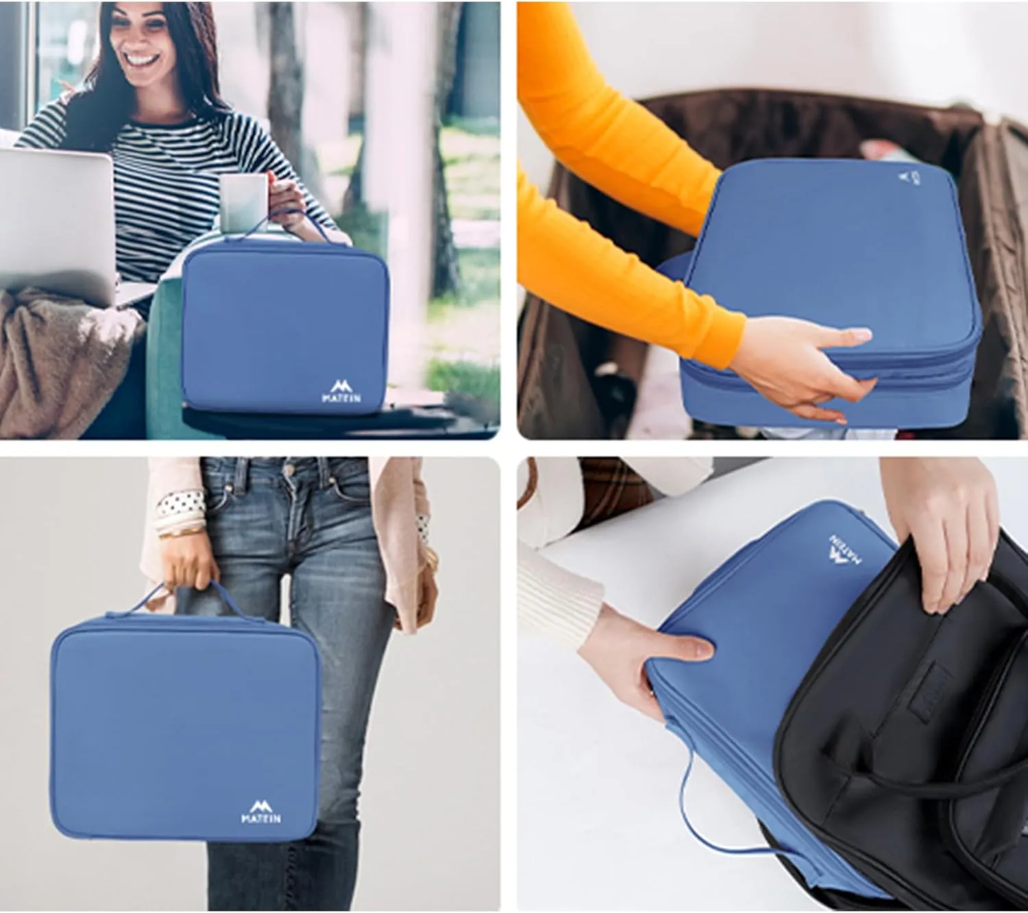 MATEIN Cable Organizer Bag, Large Travel Tech Organizer Water Resistant Electronic Accessories Case with Handle for Tablet, Cables, USB, Hard Drive, Double Layers Travel Gift for Men and Women, Blue