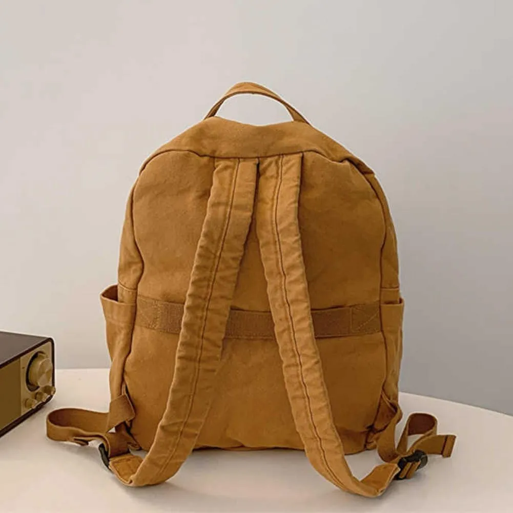 MaxxCloud Cute College Laptop Backpack for Women, Heavy Cotton, Retro Canvas Backpack Travel Bag
