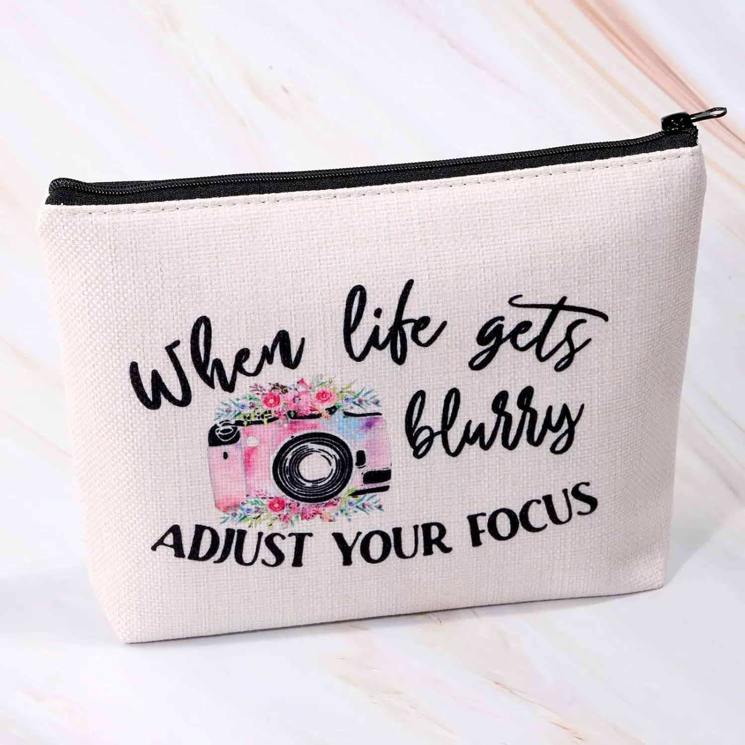 MBMSO Photographer Makeup Bag when Life gets Blurry Adjust Your Focus Photography Lovers Gifts Inspirational Gifts (when Life gets Blurry Adjust Your Focus)