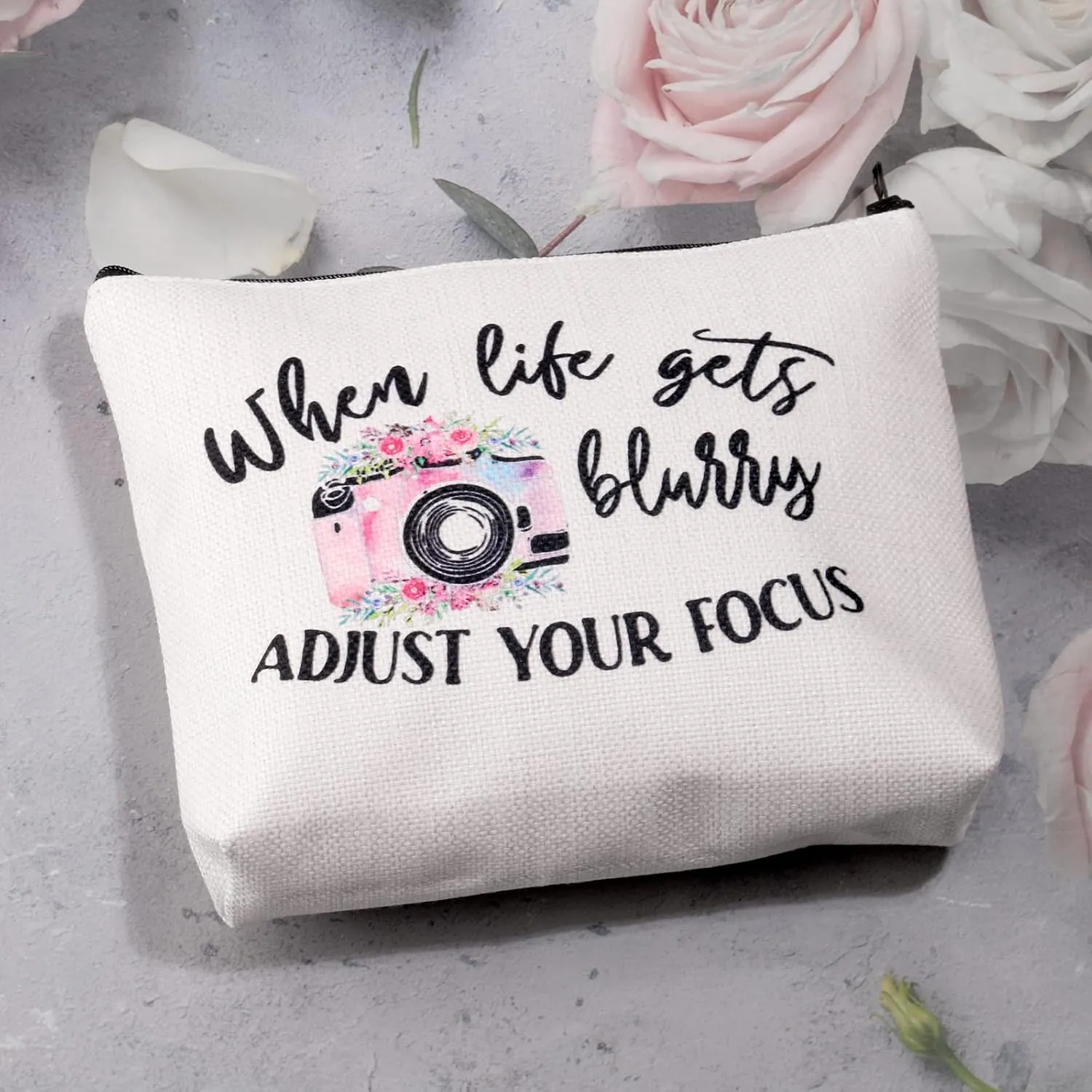 MBMSO Photographer Makeup Bag when Life gets Blurry Adjust Your Focus Photography Lovers Gifts Inspirational Gifts (when Life gets Blurry Adjust Your Focus)