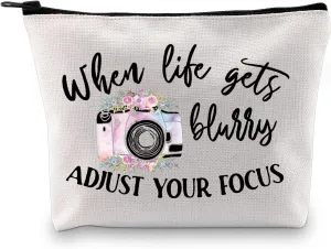 MBMSO Photographer Makeup Bag when Life gets Blurry Adjust Your Focus Photography Lovers Gifts Inspirational Gifts (when Life gets Blurry Adjust Your Focus)