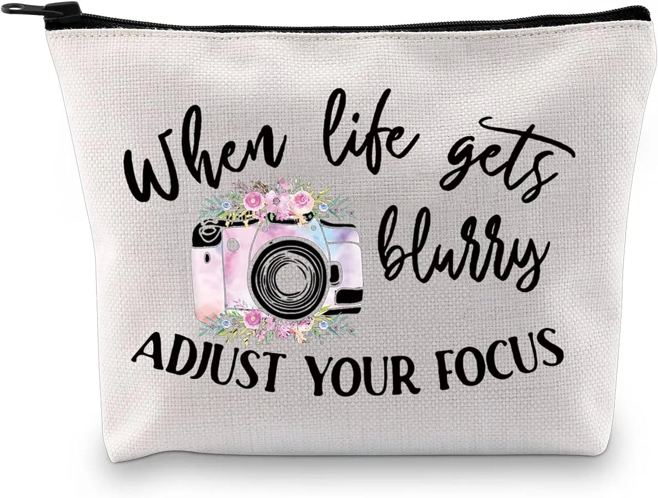 MBMSO Photographer Makeup Bag when Life gets Blurry Adjust Your Focus Photography Lovers Gifts Inspirational Gifts (when Life gets Blurry Adjust Your Focus)
