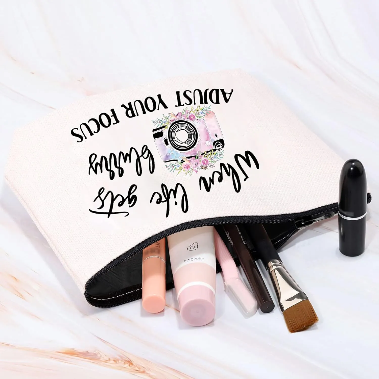 MBMSO Photographer Makeup Bag when Life gets Blurry Adjust Your Focus Photography Lovers Gifts Inspirational Gifts (when Life gets Blurry Adjust Your Focus)