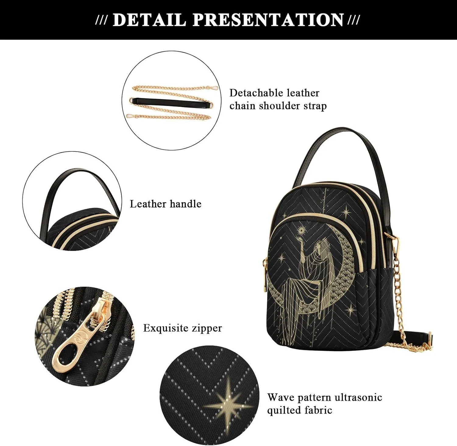 MCHIVER Crossbody Bag for Women Cell Phone Purse Wallet with Removable Chain Shoulder Handbag for Passport Phone Travel Work