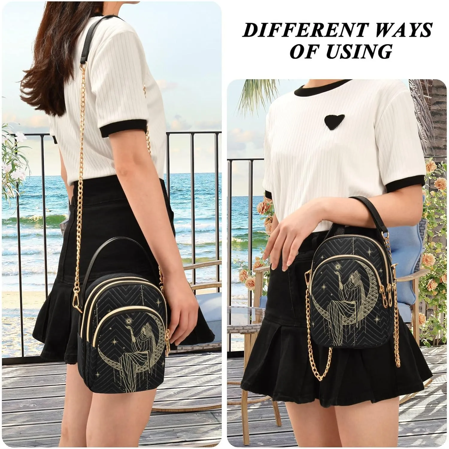 MCHIVER Crossbody Bag for Women Cell Phone Purse Wallet with Removable Chain Shoulder Handbag for Passport Phone Travel Work